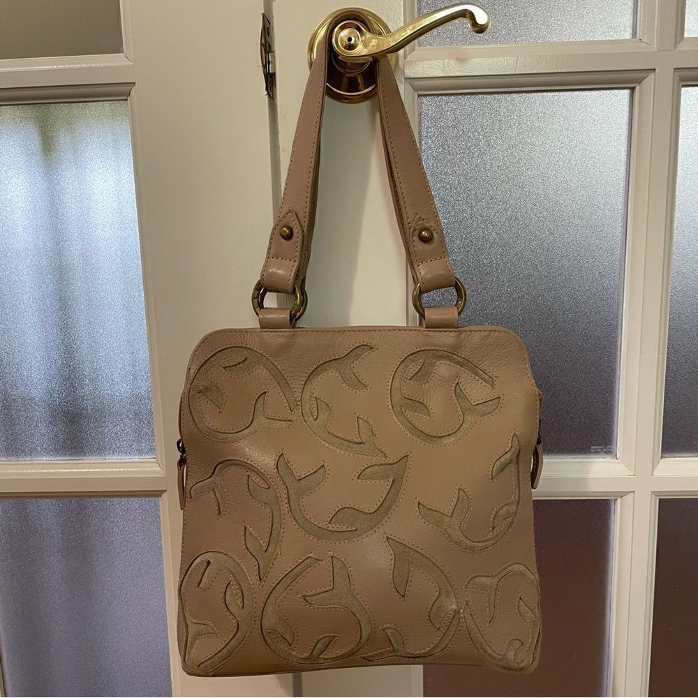 Hidesign Leather/Suede Tooled Cut-Out Tote Handbag
